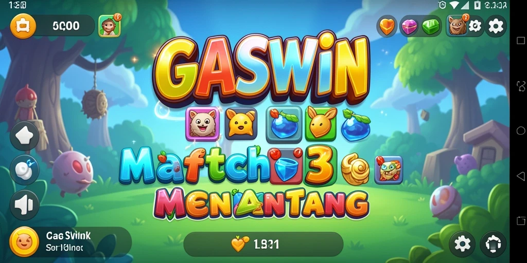 Tampilan gameplay GASWIN yang penuh warna dan menantang.