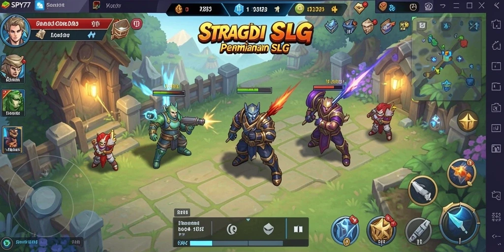 Tampilan gameplay dalam SPY77 yang penuh strategi SLG.